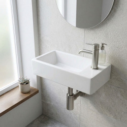 Brevis Lavabo suspendu avec trou pour robinetterie à gauche, 40,5x20,5x10,5cm (SATBRE4020SL)
