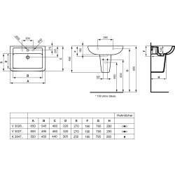 Eurovit lavabo 600x460x190 mm, un trou pour mitigeur, blanc (V302701)  Eurovit lavabo 600x460x190 mm, un trou pour mitigeur, blanc (V302701)