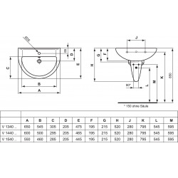 EUROVIT Lavabo 215 x 600 x 465 mm, blanc (V144001)