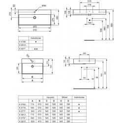 Lavabo 60 x 42 cm blanc en céramique à poser ou suspendu Ideal Standard Strada (K077801)