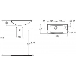  EUROVIT LAVE-MAINS 125 X 500 X 235 MM, BLANC (R421901)