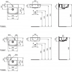 BETWEEN Lave-mains version droite 350 x 300 x 150 mm,blanc (T059701)