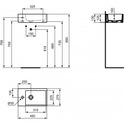  STRADA Lave-mains 450 x 270 x 130 mm, blanc (K081701)
