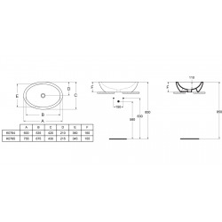  STRADA Lavabo à poser oval 600 x 420 x 160 mm, blanc (K078401)