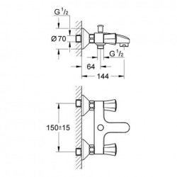  COSTA - Mélangeur Bain/Douche (25450001)