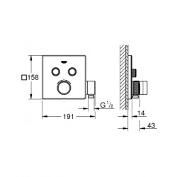 Grohtherm SmartControl Thermostatique pour installation encastrée 2 sorties avec support de douche integré (29125000)  Grohtherm SmartControl Thermostatique pour installation encastrée 2 sorties avec support de douche integré (29125000)