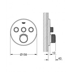 Grohtherm SmartControl Thermostatique pour installation encastrée 3 sorties (29121000)  Grohtherm SmartControl Thermostatique pour installation encastrée 3 sorties (29121000)
