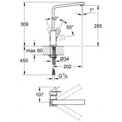  Eurocube Mitigeur monocommande d&apos;évier avec bec pivotant, Inox Brossé  (31255DC0)