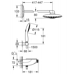 RAINSHOWER - System SmartControl 360 DUO Combi système de douche avec thermostat, montage mural/encastré (26443LS0)