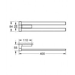  Selection Cube Double barre porte serviette (40768000)