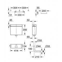  Réservoir de chasse WC, Blanc alpin (37355SH0)