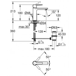 Lineare New Mitigeur monocommande 1/2" lavabo Taille S (32114DC1)