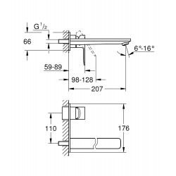 Lineare Façade de Mitigeur Monocommande 2 trous lavabo Taille L (23444001)  Lineare Façade de Mitigeur Monocommande 2 trous lavabo Taille L (23444001)