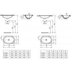 CONNECT Lavabo à sous-encastrer ovale 550 x 175 x 380 mm, blanc (E504801)
