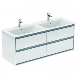 CONNECT AIR Meuble pour lavabo-plan double Couleur blanc laqué 517 x 1300 x 440 mm  (E0824B2)