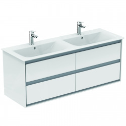 CONNECT AIR Meuble pour lavabo-plan double Couleur blanc laqué 517 x 1300 x 440 mm  (E0824B2)