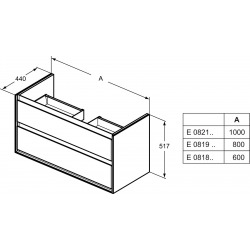 CONNECT AIR Meuble pour lavabo-plan 517 x 800 x 440 mm Couleur Chêne grisé (E0819PS)