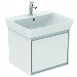 CONNECT AIR Meuble pour lavabo Cube 55 cm, 400 x 485 x 412 mm Couleur Blanc laqué/gris plume mat  (E0844KN)