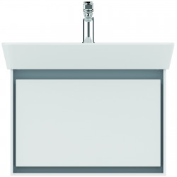 CONNECT AIR Meuble lavabo Cube 1 tiroir 650mm ,400 x 585 x 412 mm Couleur Blanc laqué/gris plume mat (E0847KN)