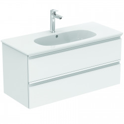 TESI Meuble pour lavabo 100 x 44 x (H) 49 cm Couleur blanc laqué (T0052OV)