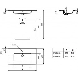  TEMPO Lavabo 610 x 455 x 138 mm, blanc (E066801)