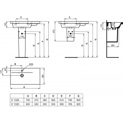 CONNECT SPACE Lavabo Space 700 mm droite blanc IdealPlus 700 x 175 x 380 mm (E1328MA)