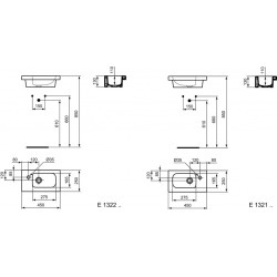 CONNECT SPACE Lave-mains Space 450 mm gauche blanc 450 x 130 x 250 mm (E132201)