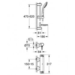  Set Grohtherm 2000 Mitigeur thermostatique douche 1/2" (34195001)