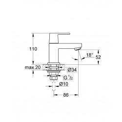  Eurocube Robinet Monofluide lave - mains Taille XS (23137000)