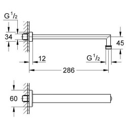  Rainshower Bras de douche chromé 1/2" (27709000)