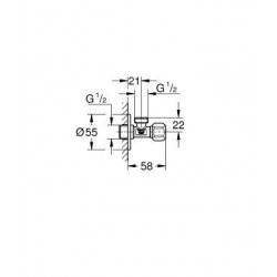 Robinet d'équerre 1/2", Chrome (22032000)