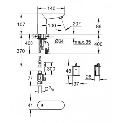 Euroeco Cosmopolitan E Robinet à infrarouge pour lavabo, Chrome (G-36271000)