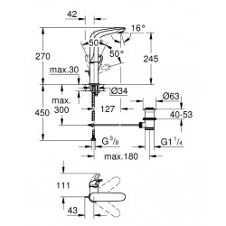  Eurostyle Mitigeur monocommande pour lavabo, 1/2" Taille L (23569003)