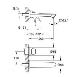  Eurostyle Façade de Mitigeur monocommande 2 trous lavabo Taille M (19571003)