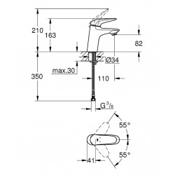 Eurostyle Mitigeur monocommande 1/2" Lavabo Taille S (23715003)