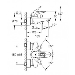  Eurostyle Mitigeur monocommande 1/2" bain/douche (23726003)