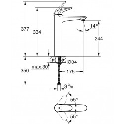  Eurostyle Mitigeur monocommande 1/2" Lavabo Taille XL (23719003)