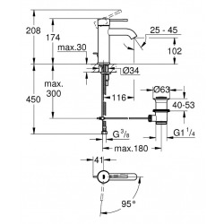  Essence - Mitigeur monocommande 1/2" lavabo Taille S (23591001)