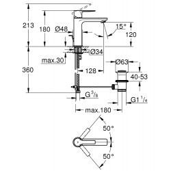 Lineare Mitigeur Monocommande Lavabo Taille S (32114001)