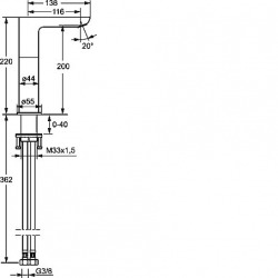 LIGNA mitigeur de monocommande de lavabo chromé,sans vidage (55352203)