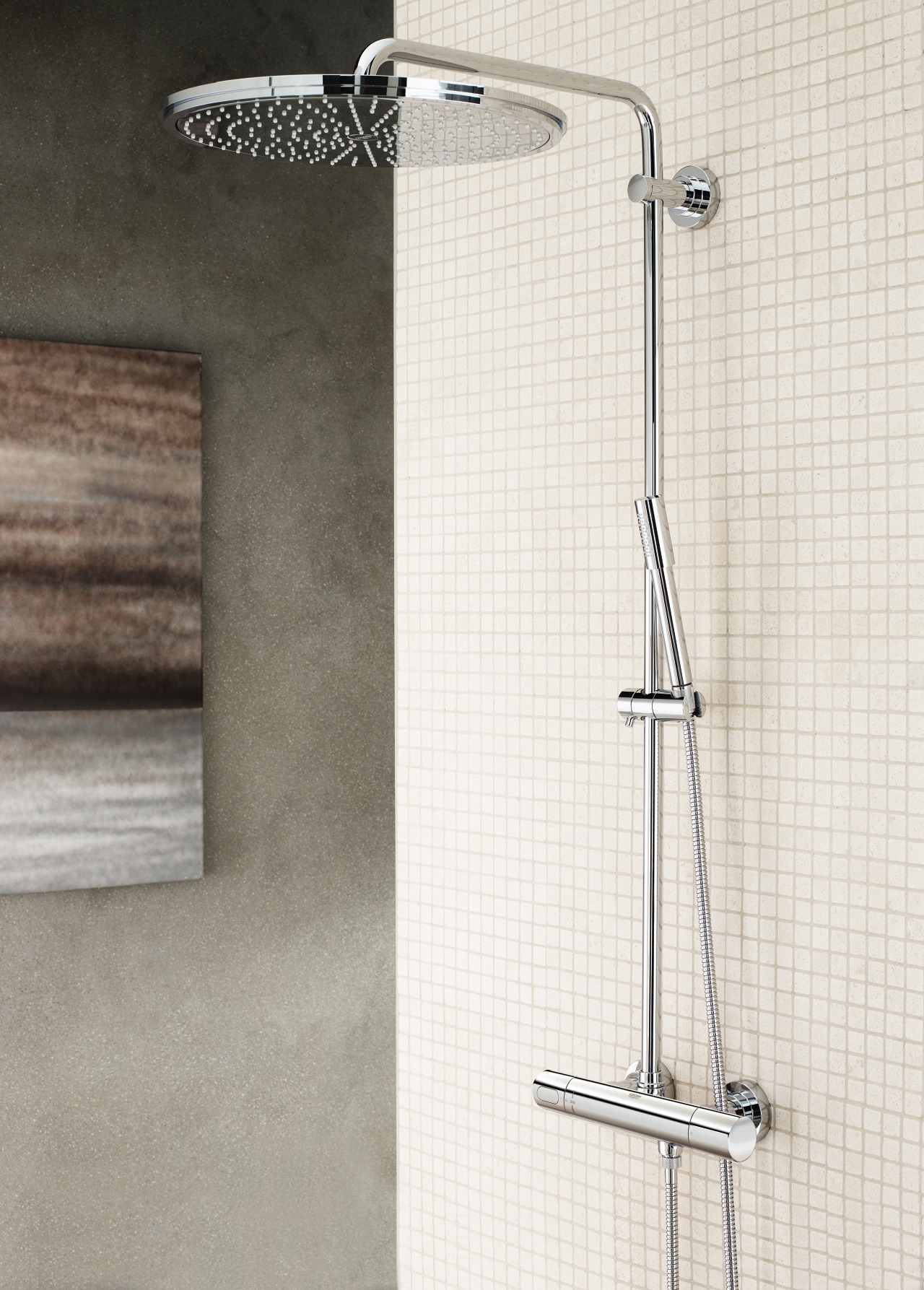 Grohe Rainshower System 400 Colonne de douche thermostatique avec douche de  tête XXL (27174001)