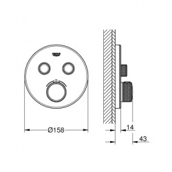 Grohtherm SmartControl Thermostatique pour installation encastrée 2 sorties (29151LS0)  Grohtherm SmartControl Thermostatique pour installation encastrée 2 sorties (29151LS0)