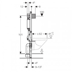 Geberit Duofix Élément pour WC suspendus,  avec réservoir de chasse encastré Omega (111.060.00.1)