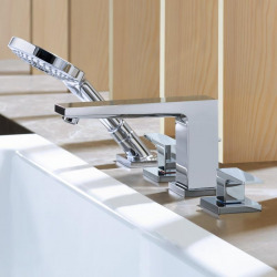 Hansgrohe Metropol Set de finition Mélangeur 4 trous pour montage sur bord de baignoire avec Secuflex, poignée manette, chromé (32552000)