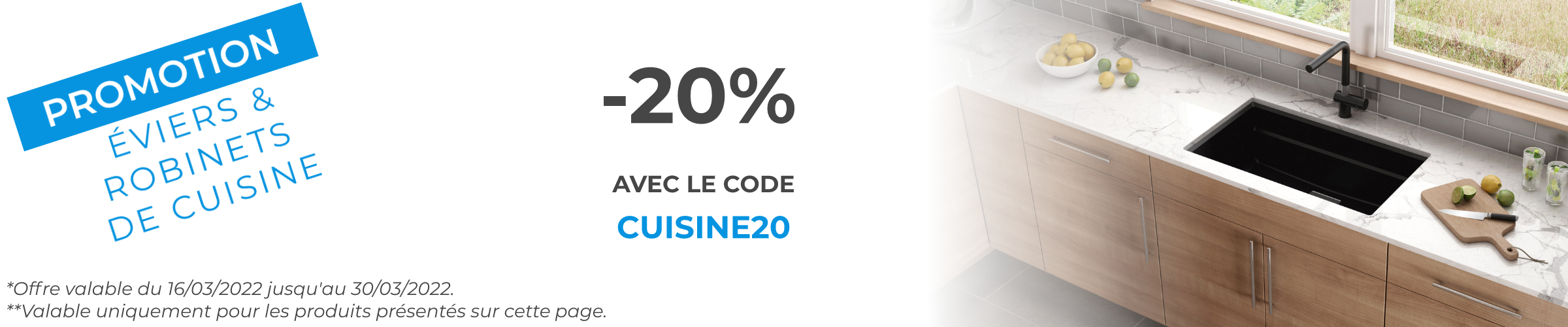 -20% sur une sélection d'éviers et de mitigeurs cuisine