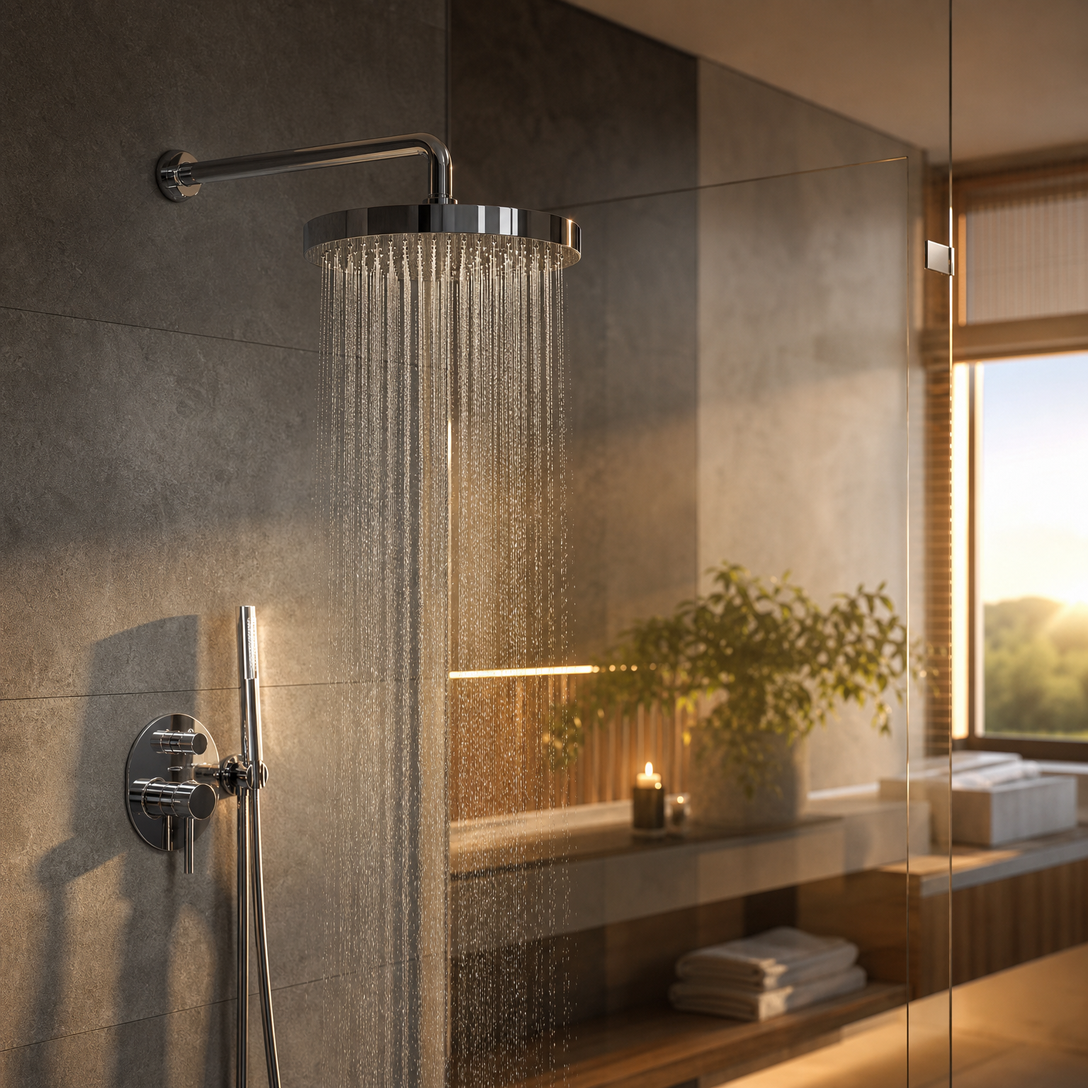 Paroi de douche et robinetterie propres après installation KalyxX